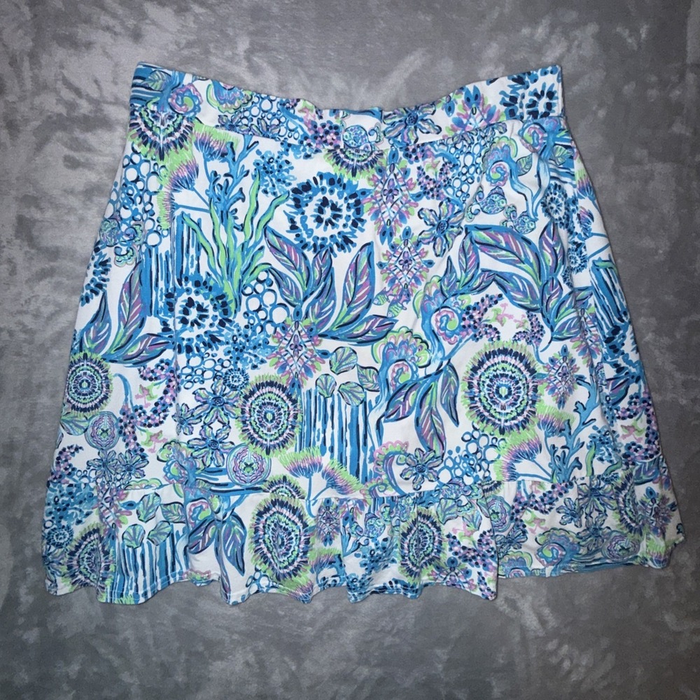 Fresh Produce Blue Floral Skort Skirt Shorts Women's Sz L Summer Activewear - Picture 3 of 9
